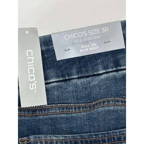NWT Chico’s Jeans 16R Fits 12–14 Pull-On Slim Bootcut Preppy Classic Americana - Picture 6 of 12